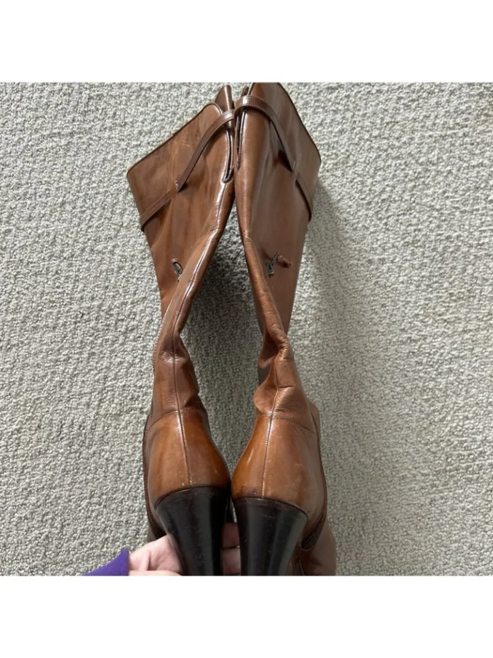 Vintage Salvatore Ferragamo Women’s Boots Cognac Brown Knee High Riding Size 5.5